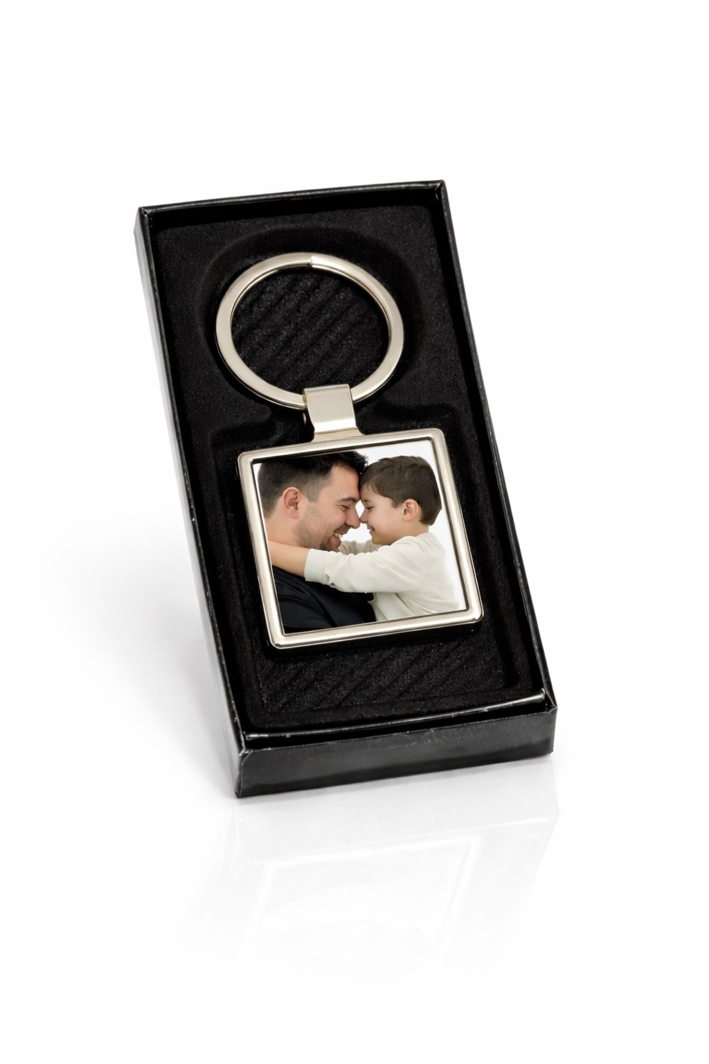 Porte-clés photo personnalisé en coffret – Cadeau unique et élégant