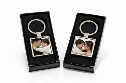 Porte-clés photo personnalisé en coffret – Cadeau unique et élégant