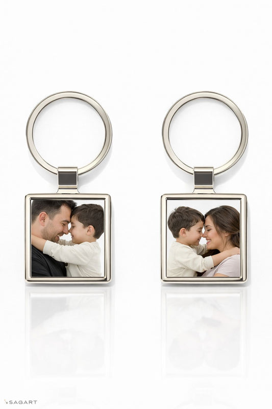Porte-clés photo personnalisé en coffret – Cadeau unique et élégant